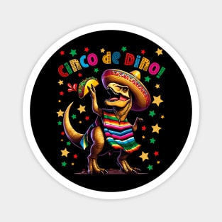 Cinco de Mayo Fiesta Dino T-rex 2024 Men Women Kids Funny Magnet